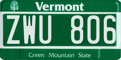 VT license plate ZWU806