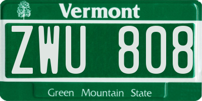 VT license plate ZWU808