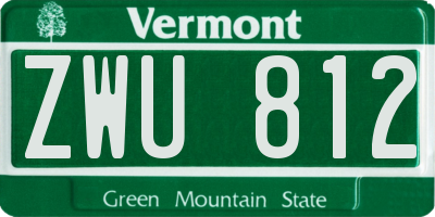 VT license plate ZWU812