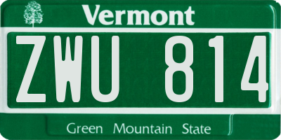 VT license plate ZWU814