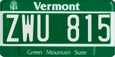 VT license plate ZWU815