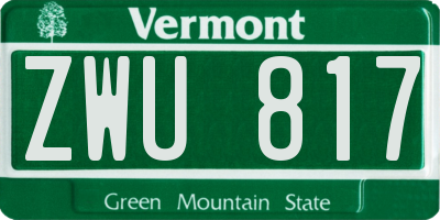 VT license plate ZWU817