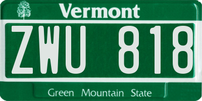 VT license plate ZWU818