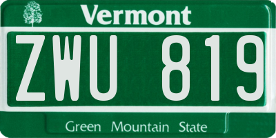 VT license plate ZWU819
