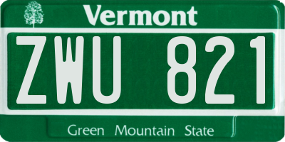 VT license plate ZWU821