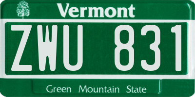 VT license plate ZWU831