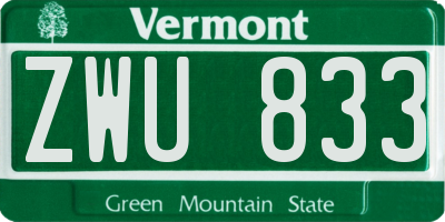 VT license plate ZWU833