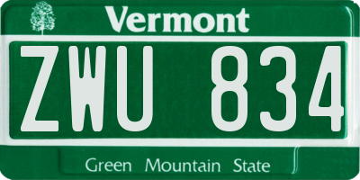 VT license plate ZWU834