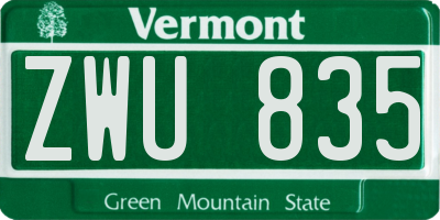 VT license plate ZWU835