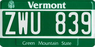 VT license plate ZWU839