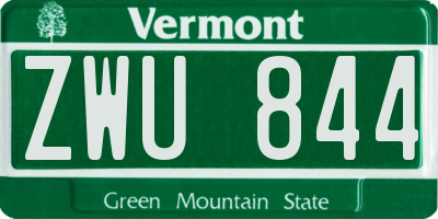 VT license plate ZWU844