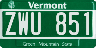 VT license plate ZWU851