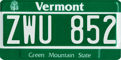 VT license plate ZWU852