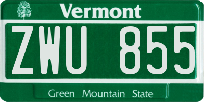 VT license plate ZWU855