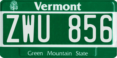VT license plate ZWU856