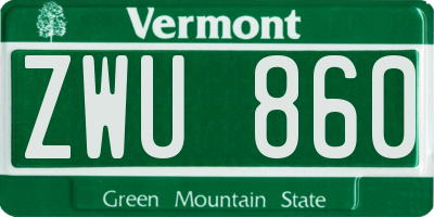 VT license plate ZWU860