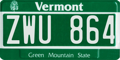 VT license plate ZWU864
