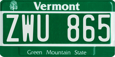 VT license plate ZWU865