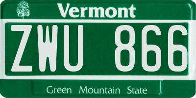 VT license plate ZWU866