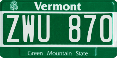 VT license plate ZWU870