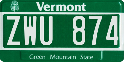 VT license plate ZWU874