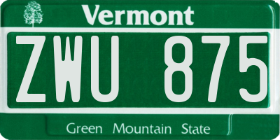 VT license plate ZWU875