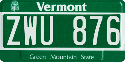 VT license plate ZWU876