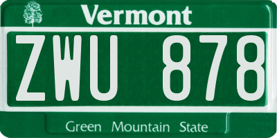 VT license plate ZWU878