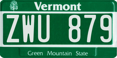 VT license plate ZWU879