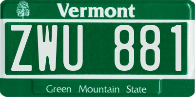 VT license plate ZWU881
