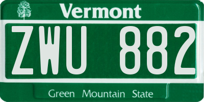 VT license plate ZWU882