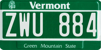 VT license plate ZWU884