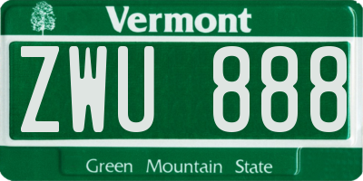 VT license plate ZWU888