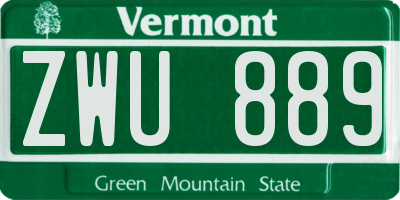 VT license plate ZWU889
