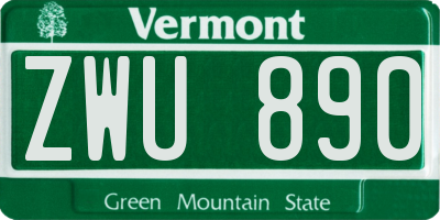 VT license plate ZWU890
