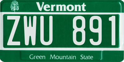 VT license plate ZWU891