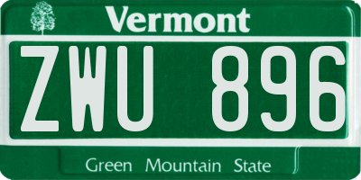 VT license plate ZWU896