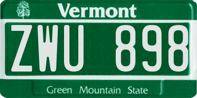 VT license plate ZWU898