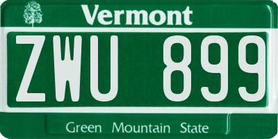 VT license plate ZWU899