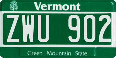 VT license plate ZWU902