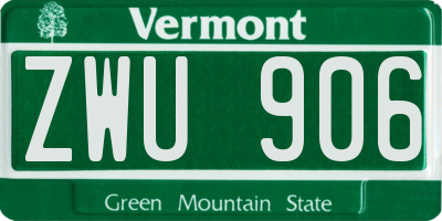 VT license plate ZWU906