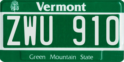 VT license plate ZWU910