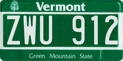 VT license plate ZWU912