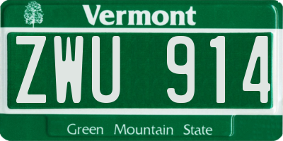 VT license plate ZWU914