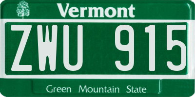 VT license plate ZWU915