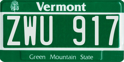 VT license plate ZWU917