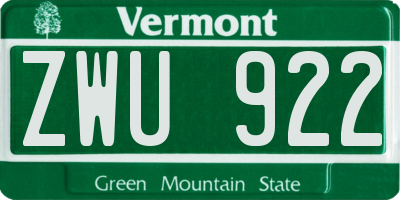 VT license plate ZWU922