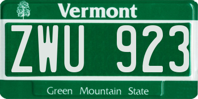 VT license plate ZWU923