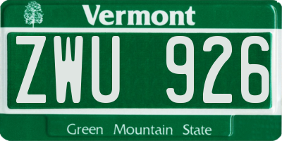 VT license plate ZWU926
