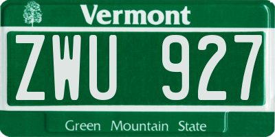 VT license plate ZWU927